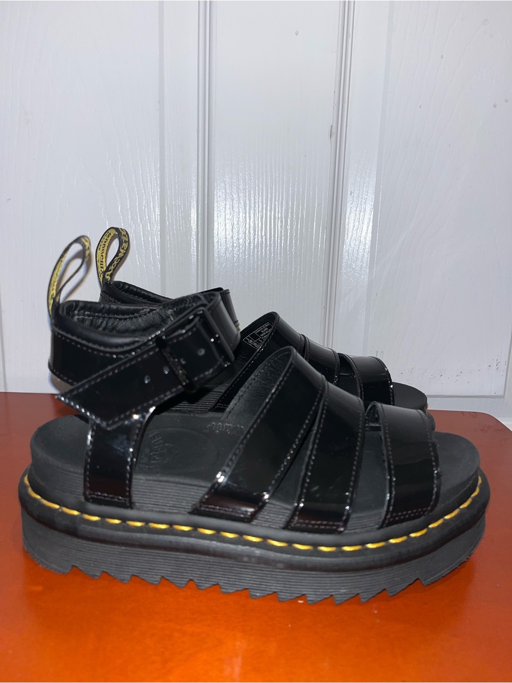 DR MARTENS Blair patent leather sandals in Black